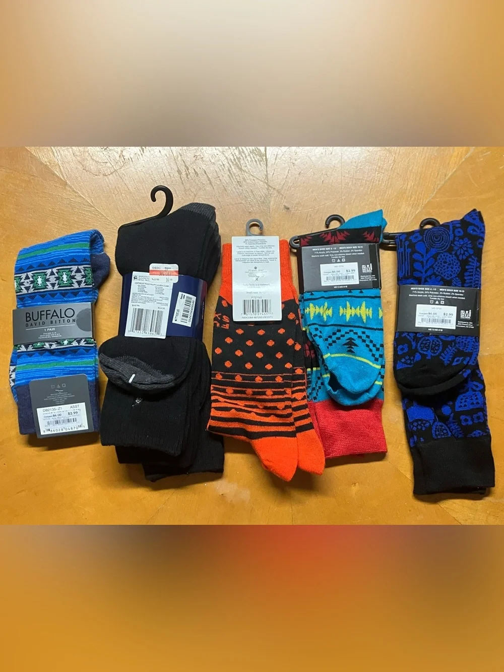 NWT 7x Lot Mens Designer Crew Socks Polo Ralph Lauren Marc Ecko Buffalo 6-12